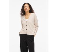 Strickjacke VILA "VIRIL V-NECK KNIT CARDIGAN - NOOS", Damen, Gr. XS, super light natural melan, Feinstrick, Obermaterial: 50% Viskose, 28% Polyester, 22% Nylon, unifarben, regular fit normal, V-Aussch