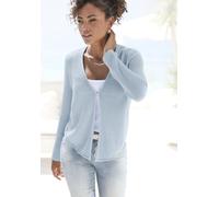 Strickjacke VIVANCE, Damen, Gr. 32/34, blau (hellblau), Strick, Obermaterial: 100% Polyacryl, unifarben, modisch, figurumspielend, tiefer V-Ausschnitt, Langarm, Strickjacken, mit Haken-Verschluss (939