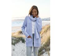 Strickjacke VIVANCE, Damen, Gr. 32/34, bleu meliert, Strick, Obermaterial: 53% Polyester, 37% Polyacryl, 10% Polyamid, meliert, figurumspielend Po-bedeckend, ohne Ausschnitt, Strickjacken Strickjacke,