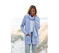Strickjacke VIVANCE, Damen, Gr. 40/42, bleu meliert, Strick, Obermaterial: 53% Polyester, 37% Polyacryl, 10% Polyamid, meliert, figurumspielend Po-bedeckend, ohne Ausschnitt, Strickjacken, aus kuschel