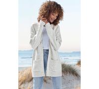 Strickjacke VIVANCE, Damen, Gr. 40/42, hellgrau meliert, Strick, Obermaterial: 53% Polyester, 37% Polyacryl, 10% Polyamid, meliert, figurumspielend Po-bedeckend, ohne Ausschnitt, Strickjacken Strickja