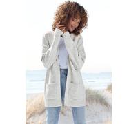 Strickjacke VIVANCE, Damen, Gr. 40/42, hellgrau meliert, Strick, Obermaterial: 53% Polyester, 37% Polyacryl, 10% Polyamid, meliert, figurumspielend Po-bedeckend, ohne Ausschnitt, Strickjacken, aus kus