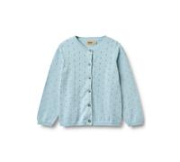 Strickjacke WHEAT "WHEAT Knit Cardigan Maia", Mädchen, Gr. 104, blau (summer sky), 100% Baumwolle (Bio), unifarben, normal, Rundhals, Strickjacken Strickjacke (65226926-104) summer sky
