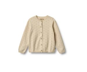 Strickjacke WHEAT "WHEAT Knit Cardigan Maia", Mädchen, Gr. 122, beige (sandshell), 100% Baumwolle (Bio), unifarben, normal, Rundhals, Strickjacken Strickjacke (15266209-122) sandshell