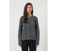 Strickjacke Y.A.S "YASBUBERA LS KNIT CARDIGAN S. NOOS", Damen, Gr. XS, grau (dunkelgrau melange), Strick, Obermaterial: 52% Polyester, 24% Polyacryl, 15% Nylon, 6% Wolle, 3% Elasthan, unifarben, regul