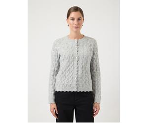 Strickjacke Y.A.S "YASBUBERA LS KNIT CARDIGAN S. NOOS", Damen, Gr. XS, grau (light grau melange), Strick, Obermaterial: 52% Polyester, 24% Polyacryl, 15% Nylon, 6% Wolle, 3% Elasthan, unifarben, regul
