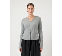 Strickjacke Y.A.S "YASDOLLY LS KNIT CARDIGAN S. NOOS", Damen, Gr. M, light grau melange, Strick, Obermaterial: 53% Polyester, 21% Polyacryl, 10% Wolle, 10% Nylon, 6% Elasthan, unifarben, kurz, Rundhal