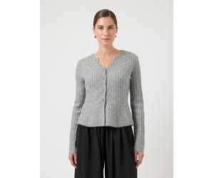 Strickjacke Y.A.S "YASDOLLY LS KNIT CARDIGAN S. NOOS", Damen, Gr. M, light grau melange, Strick, Obermaterial: 53% Polyester, 21% Polyacryl, 10% Wolle, 10% Nylon, 6% Elasthan, unifarben, kurz, Rundhal