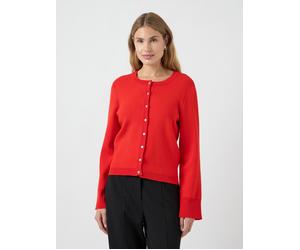 Strickjacke Y.A.S "YASELENA LS KNIT CARDIGAN S. NOOS", Damen, Gr. XL, fiery rot, Strick, Obermaterial: 75% Viskose, 25% Nylon, unifarben, regular fit normal, Rundhals, Strickjacken Strickjacke (554528