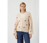 Strickjacke Y.A.S "YASFLEUR LS KNIT CARDIGAN S. NOOS", Damen, Gr. XXL (44), birch detail:bouquet flower, Strick, Obermaterial: 52% Polyester, 26% Polyacryl, 10% Nylon, 9% Wolle, 3% Elasthan, bedruckt,
