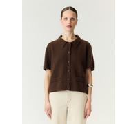 Strickjacke Y.A.S "YASFRILO SS KNIT CARDIGAN S. NOOS", Damen, Gr. L, coffee bean detail:melange, Strick, Obermaterial: 55% Polyester, 36% Polyacryl, 7% Wolle, 2% Elasthan, meliert, normal, Rundhals, R
