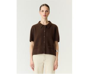 Strickjacke Y.A.S "YASFRILO SS KNIT CARDIGAN S. NOOS", Damen, Gr. M, coffee bean detail:melange, Strick, Obermaterial: 55% Polyester, 36% Polyacryl, 7% Wolle, 2% Elasthan, meliert, normal, Rundhals, R