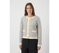 Strickjacke Y.A.S "YASLIVIA LS SHORT KNIT CARDIGAN S. NOOS", Damen, Gr. XS, birch pattern:dazzling blau, Strick, Obermaterial: 63% Polyacryl, 33% Nylon, 4% metallisierte Fasern, gemustert, regular fit