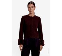 Strickjacke ZERO, Damen, Gr. 40, braun (schwarz coffee melange), Strick, Obermaterial: 55% Polyester, 36% Polyacryl, 7% Wolle, 2% Elasthan, meliert, figurbetont taillenlang, Rundhals, mit Ärmelbesatz,