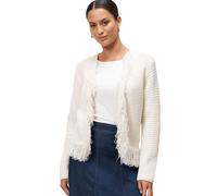 Strickjacke ZERO "Damen mit Fransen", Damen, Gr. 42, creamweiß, Strick, Obermaterial: 83% Polyacryl, 17% Baumwolle, Strukturmuster, figurbetont hüftbedeckend, Rundhals, eng, Strickjacken Strickjacke, 