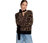Strickjacke ZERO "Damen mit Jacquard", Damen, Gr. 44, braun (patch schwarz, braun), Strick, Obermaterial: 70% Polyamid, 20% Viskose, 10% Polyester, gerade normal, Rundhals, Strickjacken Strickjacke, M