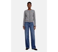 Strickjacke ZERO "Damen mit Rüschen", Damen, Gr. 38, true grau melange, Strick, Obermaterial: 57% Polyester, 17% Polyacryl, 16% Baumwolle, 6% Elasthan, 4% Wolle, gerade normal, Rundhals, Strickjacken 