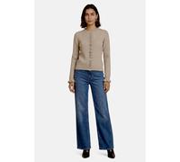 Strickjacke ZERO "Damen mit Rüschen", Damen, Gr. 44, light beige melange, Strick, Obermaterial: 57% Polyester, 17% Polyacryl, 16% Baumwolle, 6% Elasthan, 4% Wolle, gerade normal, Rundhals, Strickjacke