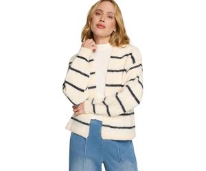 Strickjacke ZERO "Damen mit Streifen offener Style", Damen, Gr. M, patch cream, dunkelblau, Strick, Obermaterial: 5% Wolle, 49% Polyester, 21% Polyester, 8% Polyacryl, 15% Polyamid, 2% Elasthan. Besat