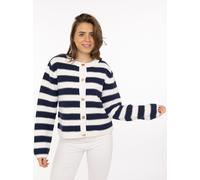Strickjacke ZWILLINGSHERZ, Damen, Gr. S/M, marine, Strick, Obermaterial: 60% Baumwolle, 40% Polyacryl, Strickjacken Strickjacke, mit Lochstrickmuster und Knöpfen (52327928-S) marine