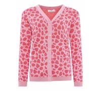 Strickjacke ZWILLINGSHERZ ""Gestrickter-Leo"", Damen, Gr. L/XL, pink, Strick, Obermaterial: 100% Baumwolle, Strickjacken Strickjacke, mit Knöpfen, mit Leomuster aus reiner Baumwolle (12321804-L) pink