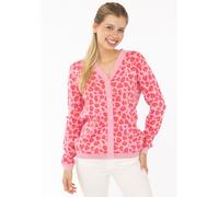 Strickjacke ZWILLINGSHERZ "Gestrickter-Leo", Damen, Gr. L/XL, rosa (pink), Strick, Obermaterial: 100% Baumwolle, Strickjacken Strickjacke, mit Knöpfen, mit Leomuster aus reiner Baumwolle (12321804-L)