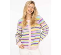 Strickjacke ZWILLINGSHERZ ""Kleine Streifen"", Damen, Gr. L/XL, bunt, Strick, Obermaterial: 53% Polyacryl, 33% Nylon, 14% sonstige Fasern, Strickjacken Strickjacke, mit Knöpfen und Wollanteil (2186673