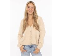 Strickjacke ZWILLINGSHERZ "Knöpfe", Damen, Gr. L/XL, beige, Strick, Obermaterial: 67% Polyester, 26% Polyacryl, 7% Wolle, hüftlang, ohne Ausschnitt, Strickjacken Strickjacke, kuschelig, mit kleinen Kn