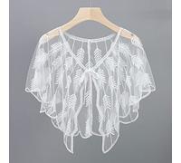 Strickjacken Für Damen,Damen-Bolero-Cardigan Mit Pailletten Schal Spitze Vintage-Stil 1920Er Jahre Shrug-Jacke Vorne Offen Sommer-Mesh-Stickerei Feder-Cardigan Sexy Durchsichtige Vertuschung Für K