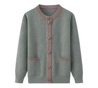 Strickjacken Für Damen Mittleren Alters Und Ältere Menschen Lightweight Cardigan Für Frühling/Herbst,5XL Große Größe Strickmantel Für Oma(Green,5XL)