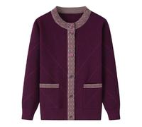 Strickjacken Für Damen Mittleren Alters Und Ältere Menschen Lightweight Cardigan Für Frühling/Herbst,5XL Große Größe Strickmantel Für Oma(Red,5XL)