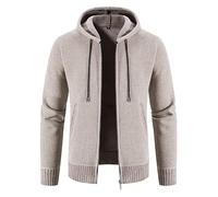Strickjacken Für Herren -Winter-Strickjacke Mit Kapuze Für Herren, Reißverschluss, Dicker, Warmer, Einfarbiger Strickpullover, Strickjacke, Mantel Für Herren Mit Kapuze, Lässige Strickoberbekle