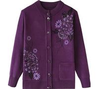 Strickjacken-Pullover für Frauen mittleren und höheren Alters - Lässiges Oberteil für ältere Damen, Oma-Cardigan, Mantel, Jacke, Damenkleidung, Frühling und Herbst, Mutterbekleidung, warmer Pullover