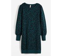 Strickkleid BONPRIX "Strickkleid", Damen, Gr. 36/38 (S), K-Gr, grün (dunkelgrün leo), Obermaterial: 100% Polyacryl, slim fit, Kleider Strickkleid, aus Polyacryl, schmale slim fit Passform (49361824-36