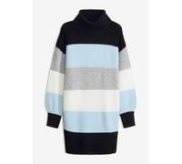 Longpullover BONPRIX "Long-Pullover", Damen, Gr. 48/50 (XL), schwarz (schwarz, nebelblau gestreift), Obermaterial: 75% Polyacryl, 22% Polyester, 3% Elasthan, bequem, Pullover Longpullover, aus Polyacr