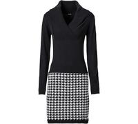 Strickkleid BONPRIX, Damen, Gr. 52/54 (XXL), N-Gr, schwarz (schwarz, wollweiß), Obermaterial: 100% Polyacryl. Kragen: 100% Polyacryl. Unterteil: 100% Polyacryl, figurbetont, Kleider Strickkleid, aus P
