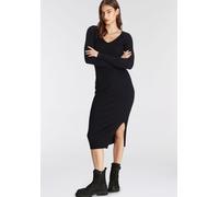 Strickkleid AJC, Damen, Gr. 34, N-Gr, schwarz, Rippstrick, Obermaterial: 70% Viskose, 30% Polyamid, clean, unifarben, sehr figurbetont wadenlang, V-Ausschnitt, Kleider Strickkleid, in Midilänge mit se