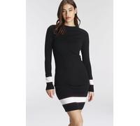Strickkleid AJC, Damen, Gr. 40, N-Gr, schwarz (schwarz, rot), Feinstrick, Obermaterial: 50% Viskose, 28% Polyester, 22% Polyamid, gestreift, figurbetont kurz, Rippbündchen, Kleider Strickkleid, mit Ko
