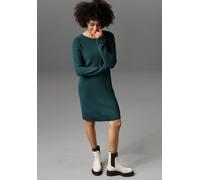 Strickkleid ANISTON CASUAL, Damen, Gr. 40, N-Gr, blau (petrol), Grobstrick, Obermaterial: 50% Baumwolle, 50% Polyacryl, unifarben, figurumspielend kniefrei, Rundhals, Rippstrickbündchen, Kleider Stric