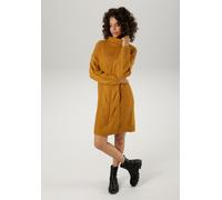 Strickkleid ANISTON CASUAL, Damen, Gr. 40, N-Gr, gelb (ocker), Grobstrick, Obermaterial: 100% Polyacryl, unifarben, oversize kniefrei, Rippstrickbündchen, Kleider Strickkleid, mit extravagantem Zopfmu