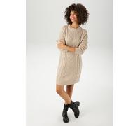 Strickkleid ANISTON CASUAL, Damen, Gr. 44, N-Gr, beige, Grobstrick, Obermaterial: 100% Polyacryl, Zopfmuster, gemustert, unifarben, figurumspielend kniefrei, Rundhals, Rippstrickbündchen, Kleider Stri