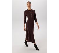 Strickkleid ANISTON SELECTED, Damen, Gr. 40, N-Gr, 3/4 Arm, Strick, braun (bordeaux), Strick, Obermaterial: 70% Viskose (LENZING™ ECOVERO™), 30% Polyamid, unifarben, figurumspielend wadenlang, Rundhal