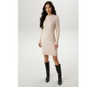 Strickkleid ANISTON SELECTED, Damen, Gr. 46, N-Gr, beige (natur), Grobstrick, Obermaterial: 50% Viskose, 26% Polyamid, 24% Polyester, Zopfmuster, gemustert, unifarben, figurbetont kniefrei, Rundhals,