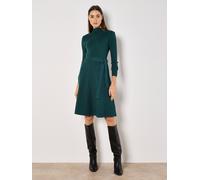Strickkleid APRICOT "Hochgeschlossenes Strickkleid", Damen, Gr. L (40), N-Gr, Langarm, gestrickt, grün, gestrickt, Obermaterial: 52% Viskose CV. 30% Polyester PES. 18% Nylon NY., unifarben, figurbeton