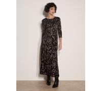 Strickkleid APRICOT "Langes Jerseykleid", Damen, Gr. XS (34), N-Gr, Langarm, gewebt, grau, gewebt, Obermaterial: 51% Polyester COOLMAX(R) PES(Coolmax). 45% Viskose CV. 4% Elasthan EL., Modisch, U-Boot