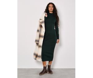 Strickkleid APRICOT "Midikleid aus Rippenstrick", Damen, Gr. XL (42), N-Gr, Langarm, Rippstrick, grün, Rippstrick, Obermaterial: 62% Viskose CV. 38% Polyamid PA., unifarben, Gerippt, Kleider Strickkle