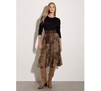 Strickkleid APRICOT "Midikleid", Damen, Gr. 1, Normalgrößen, gestrickt, braun (schwarz), gestrickt, , Modisch, normal, Rundhals, Gerippt, Kleider Strickkleid, mit Animal-Print (17606114-36) schwarz