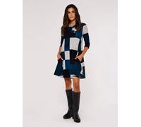 Strickkleid APRICOT "Swing Dress", Damen, Gr. S (36), N-Gr, grün (blaugrün), Feinstrick, Obermaterial: 95% Polyester PES. 5% Elasthan EL., Kleider Strickkleid, mit Umschlagkragen (64845259-36) blaugrü