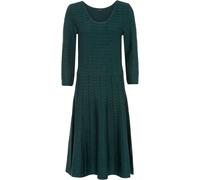 Strickkleid BONPRIX "Strickkleid aus fließendem Viskose-Mix", Damen, Gr. 44/46 (L), N-Gr, grün (tiefgrün, schwarz), Obermaterial: 80% Viskose, 20% Polyester, ausgestellt, Kleider Strickkleid, für beso
