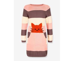 Strickkleid Blockstreifen Happy Girls Mädchen mit Katze pudrig rosa Gr. 110